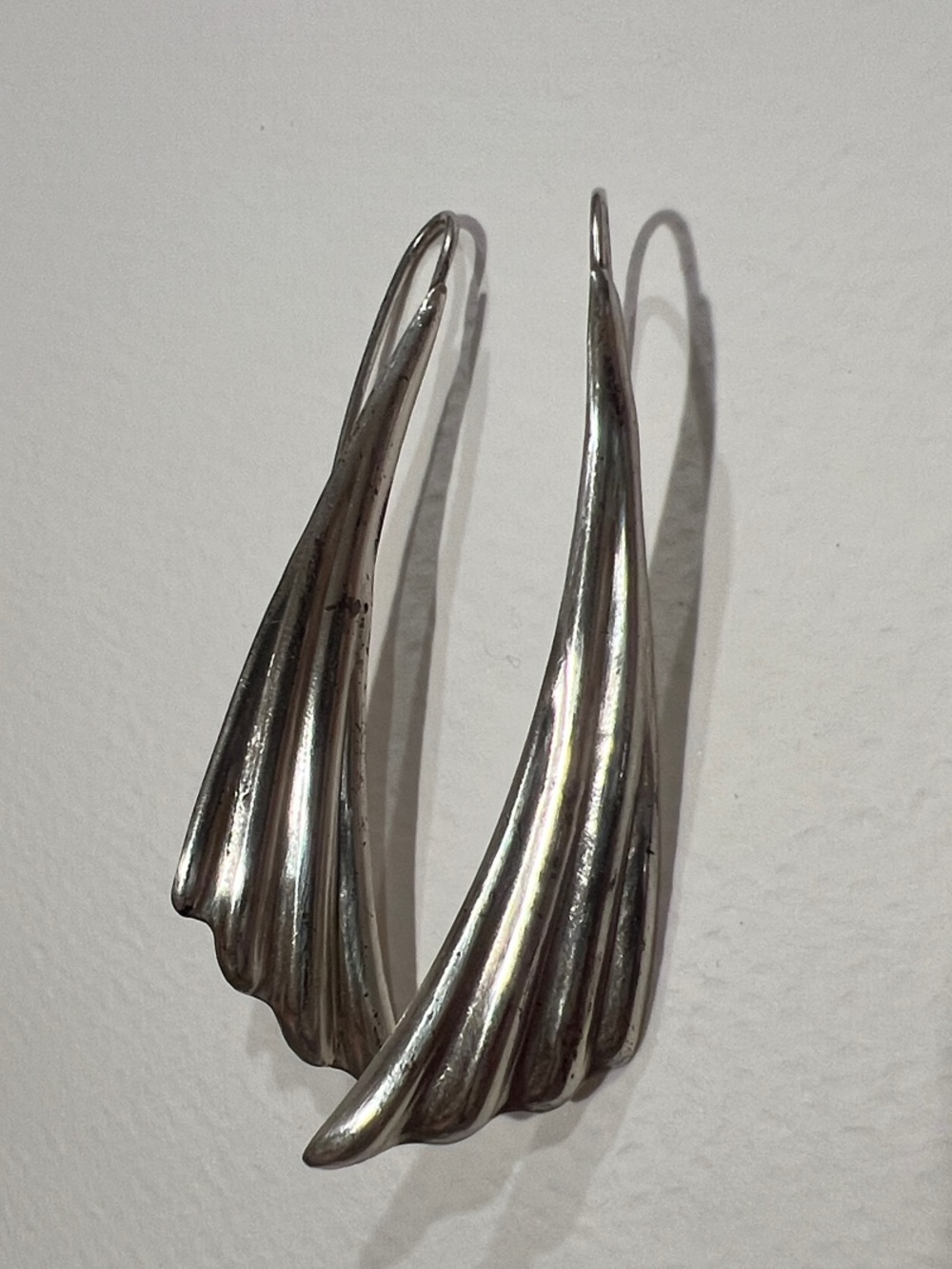 Sleek Sterling Silver Wing Drop Earrings